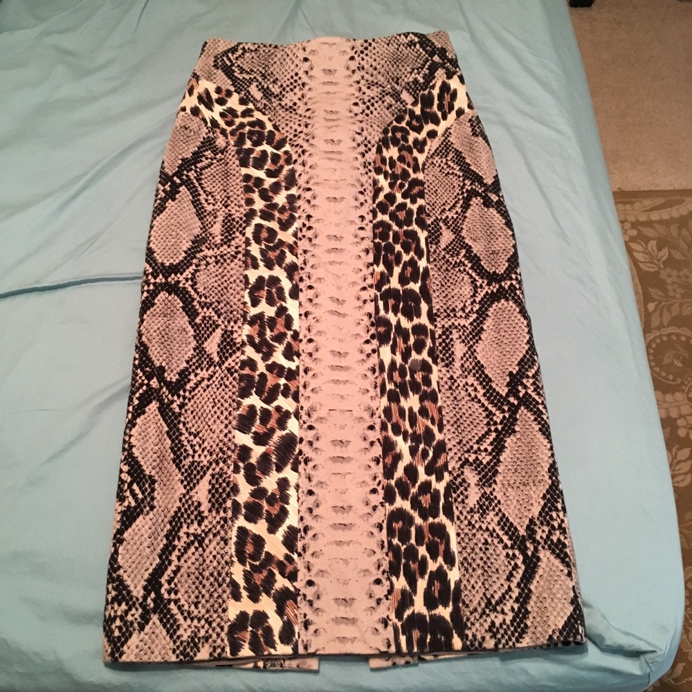 SOLD Anthropologie Snakeskin Animal Print Cotton Spandex Midi Skirt